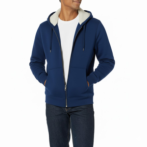 Sweat à capuche zippé à imprimé bouffant personnalisé surdimensionné 500gsm coton polaire lourd Streetwear fermeture éclair complète sweat à capuche hommes OEM - Product Image 5