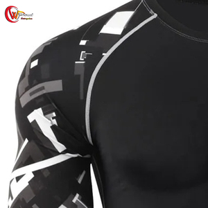 Mangas largas Nuevo diseño Hombres Rash Guard Spandex/Poliéster Transpirable Logotipo personalizado Servicio OEM Ropa de fitness - Product Image 5