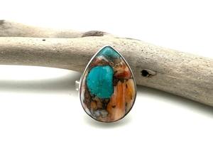 แหวนพลอยเทอร์ควอยซ์เงินสเตอร์ลิงเครื่องประดับทำมือแหวนเงินสไตล์ Boho สำหรับเป็นของขวัญสำหรับผู้หญิงตาม925 - Product Image 3