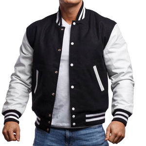 Blouson Bomber Décontracté Personnalisé en Toile à Col Montant Grande Taille Homme Broderie Chenille Vintage - Product Image 1