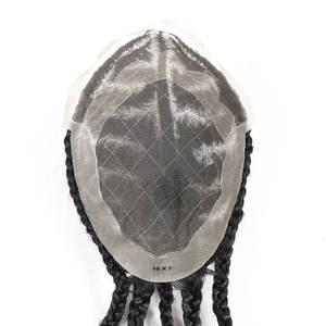 <span class=keywords><strong>Afro</strong></span> Vlecht Toupet voor Mannen, Cornrows Vlecht Haarstukken, HD Kant Dunne Huid Haarvervangend Systeem, Haarunits, Vlechtpruik - Product Image 6