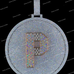 Colgante Redondo con Inicial P, Estilo Iced Out, con Diamantes Moissanite, de Lujo, Estilo Hip Hop, de Acero Inoxidable, para Unisex - Product Image 3