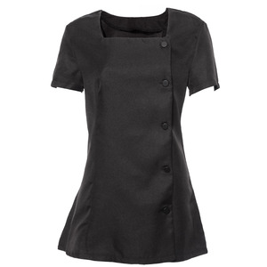 Ensembles de gommage doux et extensible avec bouton latéral Tuniques unies de haute qualité Uniformes d'infirmière de salon médical esthéticienne avec logo personnalisé - Product Image 3