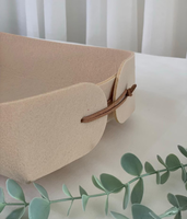 Panier de rangement rectangulaire en feutre avec sangle en similicuir, pliable, écologique, durable, boîte de rangement à bas prix, haute qualité