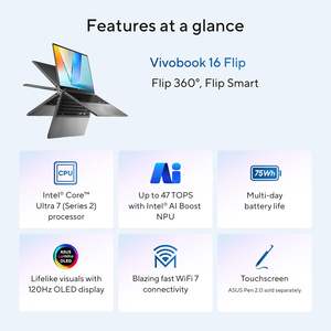 New Offer: Vivobooks <b>16</b> Flip Laptop <b>16</b> <b>Inch</b> OLED 3K 120Hz Touch Intel Core Ultra 7 256V Intel Arc Graphics 16GB RAM 512GB SSD - Product Image 5