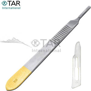 10 lames de chirurgie stériles #15 avec couteau scalpel #3 demi-manche en or pour la chirurgie dentaire médicale coupant les instruments médicaux - Product Image 1