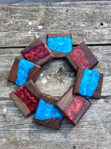 Posavasos de madera de nogal de resina decorativa para el hogar, posavasos de madera de resina epoxi, posavasos de lujo personalizado para bebidas - Product Image 4