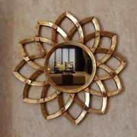 Notre nouveau miroir de couleur et de motif de feuille en laiton vieilli avec miroir mural à cadre circulaire un miroir au design unique pour salle de bain et chambre à coucher