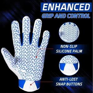 Guantes de Receptor de Fútbol Americano Hechos a Medida de Alta Calidad, Dedos Completos, Antideslizantes, con Correa Ajustable para la Muñeca, Cómodos - Product Image 3