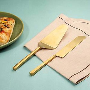 Trancheur et spatule plaqués argent en acier inoxydable, poignée ronde et carrée de créateur, trancheur et spatule uniques en acier inoxydable, serveur de gâteaux - Product Image 6