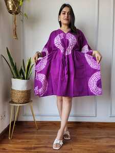 Robe caftan courte imprimée en coton batik bohème sur mesure-Taille réglable avec cordon de serrage adaptée aux clients de la boutique - Product Image 2