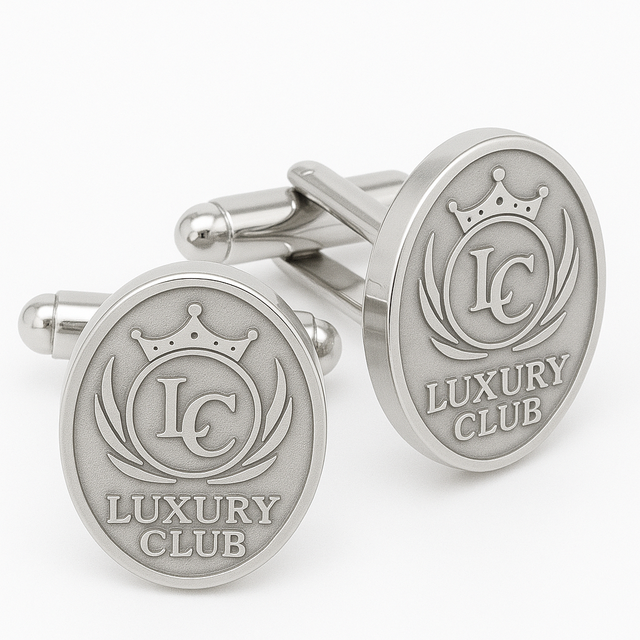 High End 925 Sterling Silver Logo Metal Enamel Brand Name Custom Cufflinks for Men