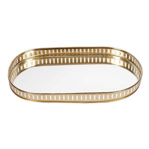 En gros Personnalisé Plaqué Or Ovale Miroir En Verre Plateau De Service Design Moderne 28x16cm-pour Décoratif Vanité Parfum Eid Cadeau De Mariage - Product Image 6