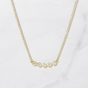 Dainty Bar Necklace 925 Sterling Silver 14K Gold Plated Minimalist Bezel Pendant Layering Jewelry Gift For Her - Product Image 1