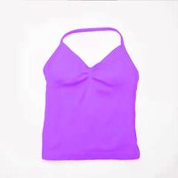 Femmes Fitness Yoga Gilet Sports Gym Vêtements Dos Nu Haut D'entraînement avec Scrunch Soutien-Gorge Intégré Conception Sans Couture