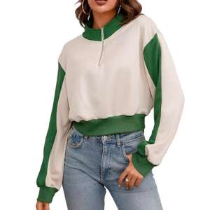 เสื้อฮู้ดผู้หญิงคุณภาพสูง คอตั้ง แขนยาว ซิปครึ่งตัว ทรงหลวม สวมใส่สบาย ระบายอากาศได้ดี เหมาะสำหรับฤดูใบไม้ผลิ ผลิตแบบ ODM - Product Image 3