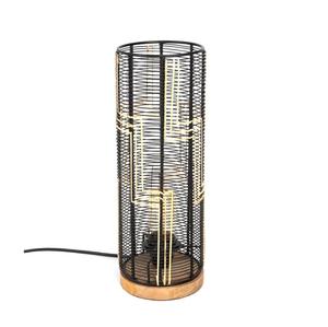 Lámpara de mesa de globo de acero de diseño, Base de mesa de madera artesanal, lámpara de mesa de madera artesanal, elegancia rústica, iluminación cálida, ecológica - Product Image 1