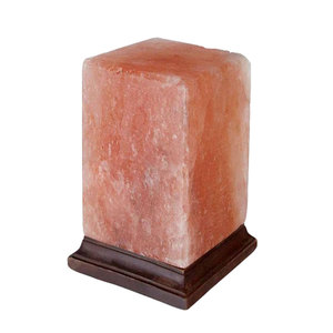 Lampe bloc de couleur rose clair fabriquée à la main lampe à sel de forme carrée-entreprises siennes - Product Image 4