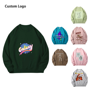 Sudaderas de algodón 100% con logotipo o diseño de impresión personalizado para hombre, sudaderas holgadas de Color sólido para primavera y otoño - Product Image 1