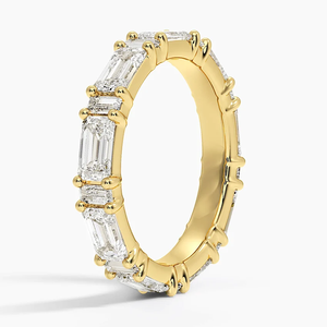 Anillo fino cultivado en laboratorio de oro de 10K de lujo para mujer, piedras brillantes rectangulares de alto brillo para aniversario de boda, regalo de fiesta de uso diario - Product Image 2