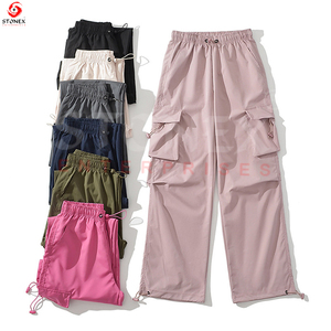 Mode cordon taille élastique longue tenue décontracté entraînement Cargo pantalon de poche pour les femmes fabriquées - Product Image 6