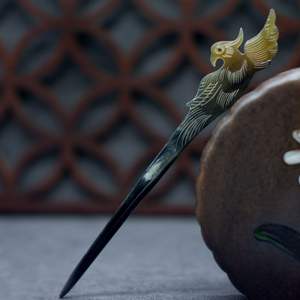 ปิ่นปักผมรูปเขาควายขัดเงาทำด้วยมืออุปกรณ์เสริมสำหรับผมกิ๊บหนีบผม - Product Image 1