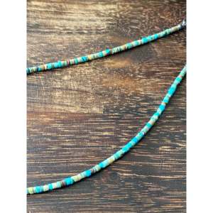 Collares Heishi Navajo Hechos a Mano con Turquesa y Plata de Ley, Cuentas en Forma de Corazón con Perla y Diamante, Estilo Religioso, Regalo - Product Image 4