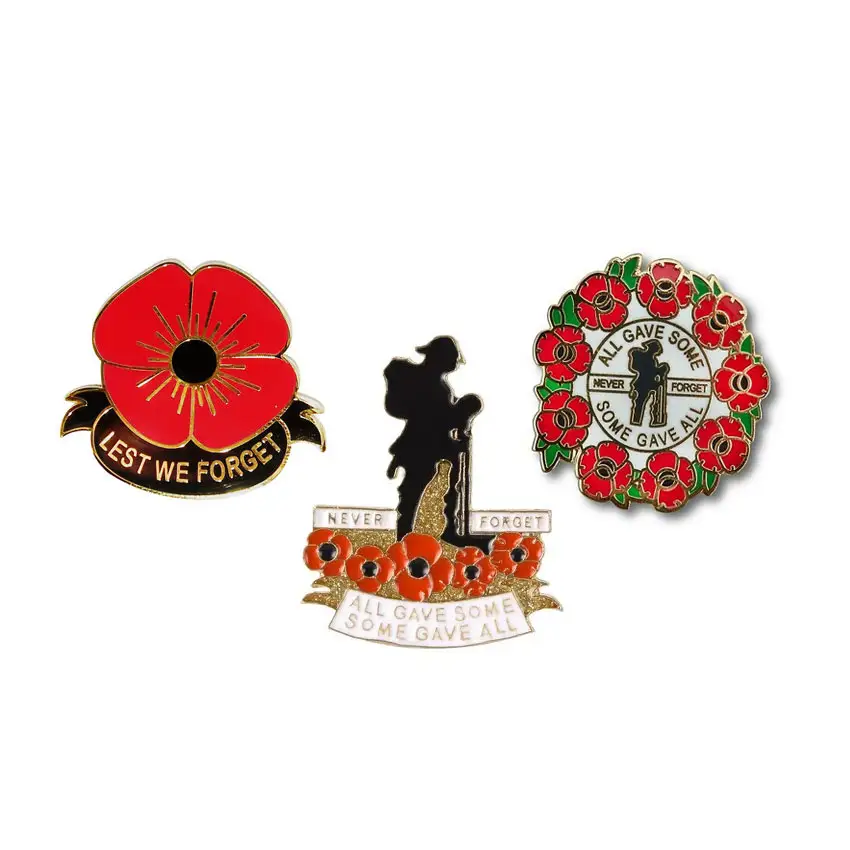 custom soft enamel poppy souvenir uk pin badge