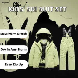 Pantalones de esquí personalizados para niñas, 100% poliéster, traje de esquí de invierno para niños, <span class=keywords><strong>ropa</strong></span> profesional cálida, impermeable y cortavientos para niños - Product Image 2