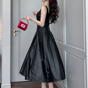 เดรสสั้นทรงตรงหนัง PU ไร้แขน สำหรับผู้หญิง สไตล์เซ็กซี่ เหมาะสำหรับงานปาร์ตี้ คลับ หรือใส่ลำลอง ผ้าระบายอากาศ ไม่ยับง่าย - Product Image 3