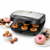 Machine à Donuts Électrique 6 Trous Antiadhésive, Appareil à Mini-Gâteaux, Idéal pour le Petit-Déjeuner à Domicile et en Cuisine - Vente Flash