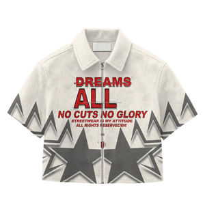 Custom Heavyweight Washed Distressed <b>Patchwork</b> Embroidery Double Layer Long Sleeve T-<b>shirt</b> Cotton Boxy Rhinestone <b>Shirt</b> for Men - Product Image 3