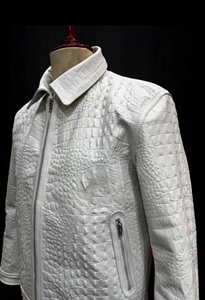 แจ็คเก็ตหนังวัวแท้คุณภาพสูง ลายหนังจระเข้  โครงสร้างแข็งแรง ดีไซน์หรูหรา พร้อมความสบายอย่างมีสไตล์ - Product Image 6