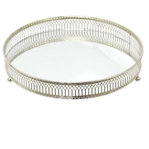 Plateau de service en verre transparent avec finition dorée, design élégant, pour les hôtels, les restaurants, la restauration, les collations et les petits-déjeuners - Product Image 4