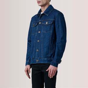 เสื้อแจ็คเก็ตยีนส์สีน้ำเงินเข้ม Conard แบบ Trucker ตกแต่งด้วยกระดุม - Product Image 3
