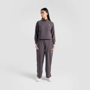 Prime Women's Half Zip <b>Upper</b> Regular Fit Sweater Charcoal Color - Product Image 4