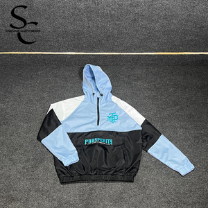 Custom Hooded Windbreaker <b>Jacket</b> 100% Nylon Fabric <b>Waterproof</b> High Street Style with Real Fabric Panels and Inner Mesh - Product Image 1