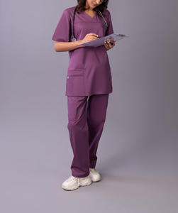 Ensemble de blouses chirurgicales unisexes à manches courtes en denim à séchage rapide avec logo personnalisé pour hôpitaux, infirmières et médecins - Product Image 2