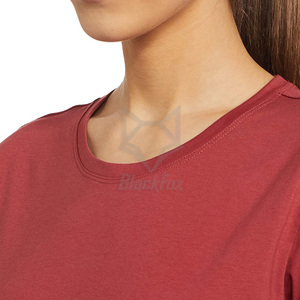 2025 nouveauté femmes été col rond T-Shirt 100% coton Jersey mince ajusté écologique respirant Style décontracté uni teint - Product Image 4