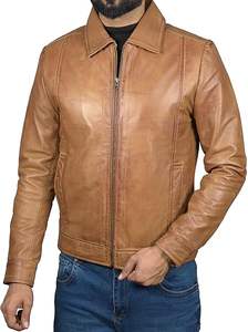 Veste en cuir d'agneau véritable pour hommes de qualité supérieure veste de style motard de moto classique coupe ajustée vêtements d'extérieur en cuir véritable - Product Image 1