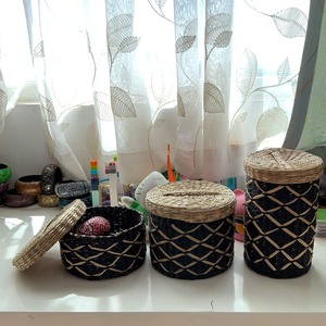 Boîte ronde en herbe de mer douce, boîte de rangement artisanale, écologique, naturelle, décoration intérieure et extérieure, vente en gros du Vietnam - Product Image 4