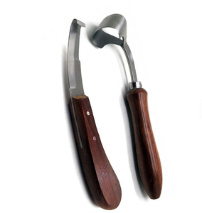 Couteau à sabots en acier inoxydable 304, 2 pièces, outils de fermeur, manche en bois, soin des sabots de cheval, certifié CE, équipement vétérinaire - Product Image 1