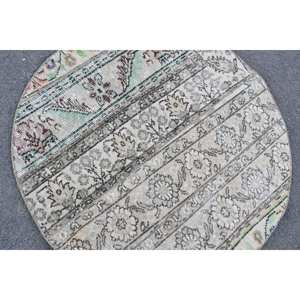 Tapis en laine classique traditionnel Beige vert 9x12 pieds Vintage turc Aubusson Patchwork Design Latex pour décorations de salon - Product Image 5