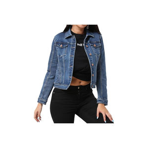 Veste Jean Femme Brodée Rivet Perle Courte Veste Denim Manteau - Product Image 1