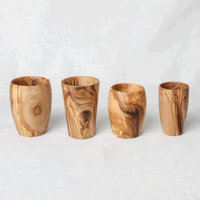 Mug ArtisRaw en bois d'olivier fait main, écologique, style Japandi, modèle DT001, pour cadeaux d'affaires, espresso et boissons froides/chaudes