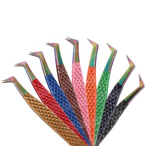 Pinzas para pestañas de acero inoxidable duraderas más vendidas Agarre de diamante no corrosivo Punta de fibra puntiaguda Etiqueta privada Herramienta para cejas - Product Image 1