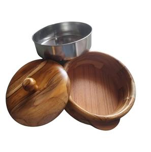 Prix de gros Boîte Chapati en bois naturel avec couvercle arrondi Boîte décorative Roti en bois poli pour la maison Hôtel Restaurant - Product Image 1