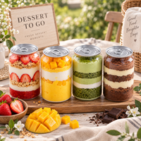 Boîtes en plastique PET transparentes de qualité alimentaire avec couvercles faciles à ouvrir en aluminium, emballage pour poudings, yaourts et desserts à la mousse