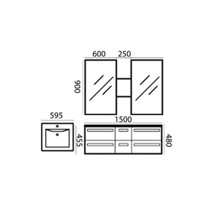 Juego de Muebles de Baño Jet-Line ZRICH II para 2 Personas, Mueble de Baño con Aspecto de Madera Clásica, Instalación de Pie, Color Zebra Oscuro - Product Image 1