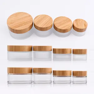 Factory Direct Sale Cosmetic Skin Care Glass Jar With Bamboo Screw Lid bamboo glass frosted cosmetic container jar for jars